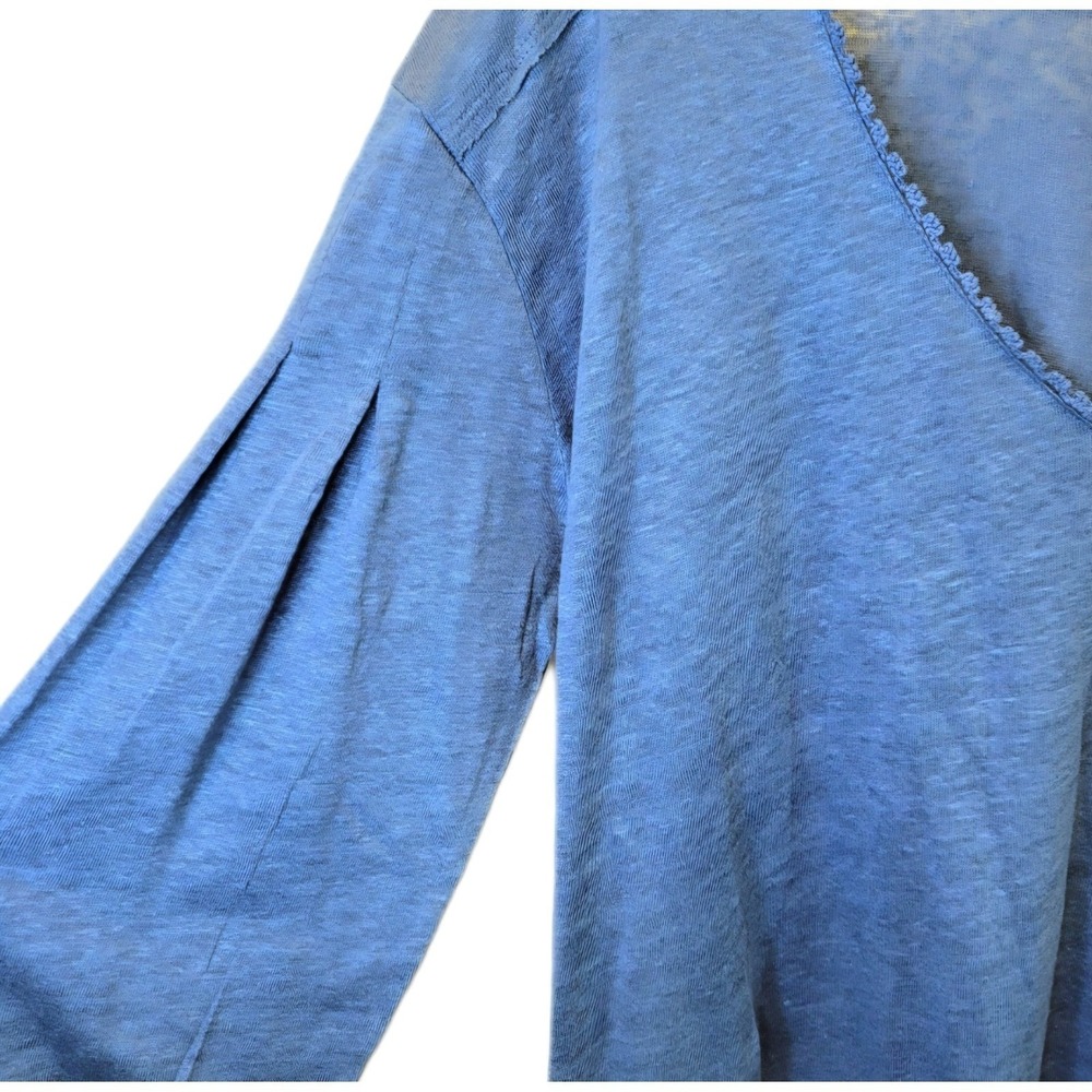 Sundance Forever and Always Linen Long Sleeve Pullover Top Sz Medium Blue - Picture 5 of 13